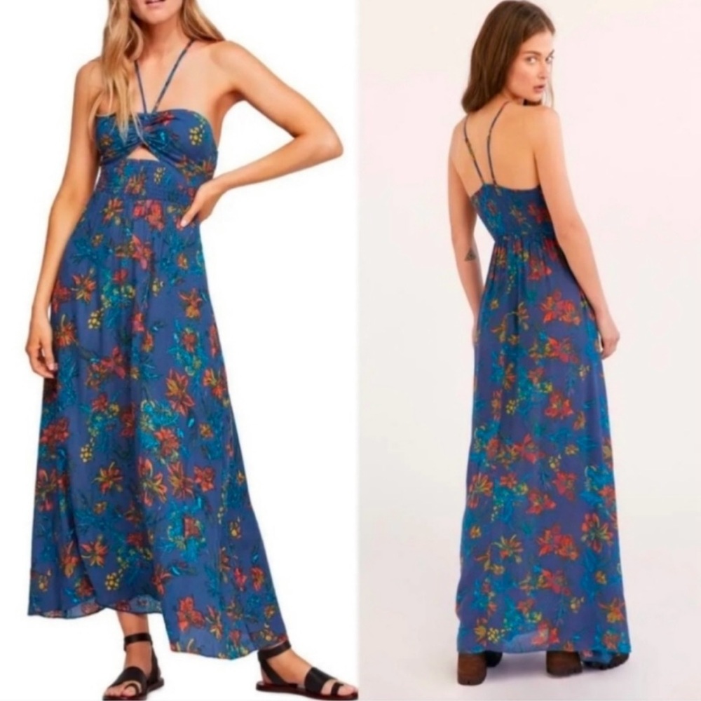 Free People One Step Ahead Tropical Floral boho Maxi Dress